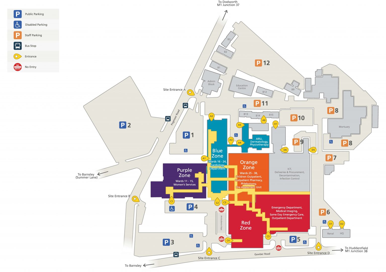 A map of Barnsley Hospital