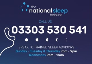 Advert showing sleep helpline number