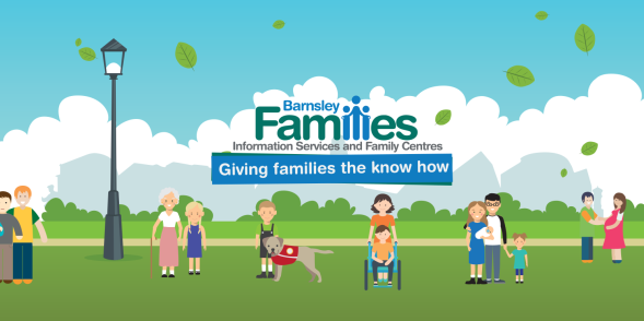 Animated image of different family members stood outdoors