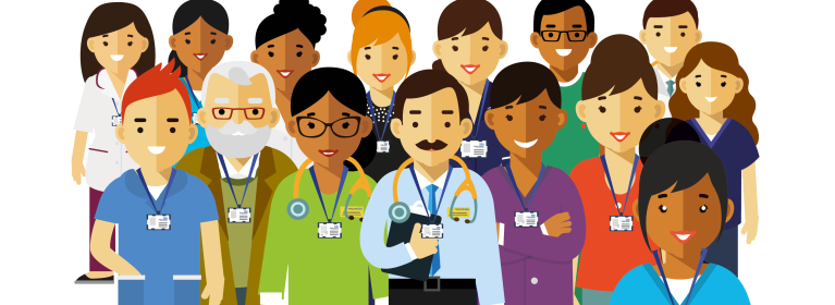An illustration of a group of healthcare professionals