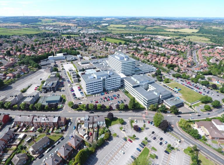 Aerial photo of Barnsley Hospital