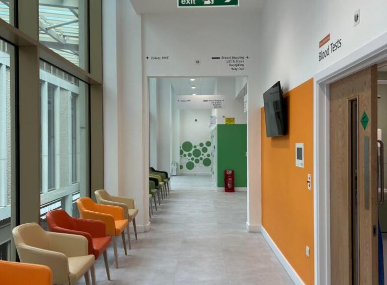 The waiting area of the Community Diagnostic Centre located in The Glass Works, in Barnsley Town Centre. 
