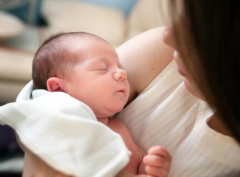 Woman with her infant son