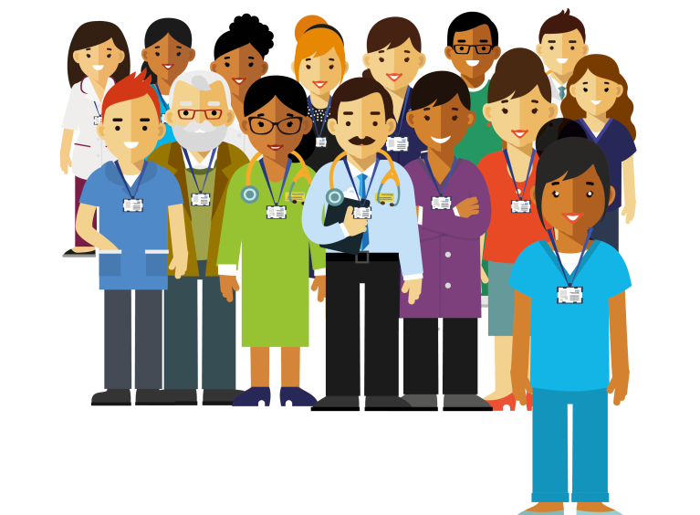 An illustration of a group of healthcare professionals