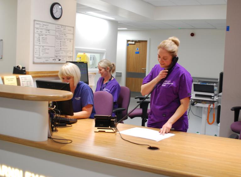 Maternity staff on the phone