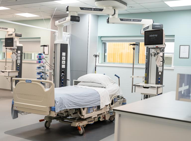 Patient's bed in ICU