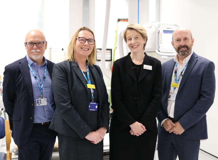 Left to Right: Gavin Boyle, Chief Executive of the South Yorkshire Integrated Care Board, Barnsley Hospital Chair Sheena McDonnell, Amanda Pritchard, NHS Chief Executive, and Barnsley Hospital Chief Executive Dr Richard Jenkins