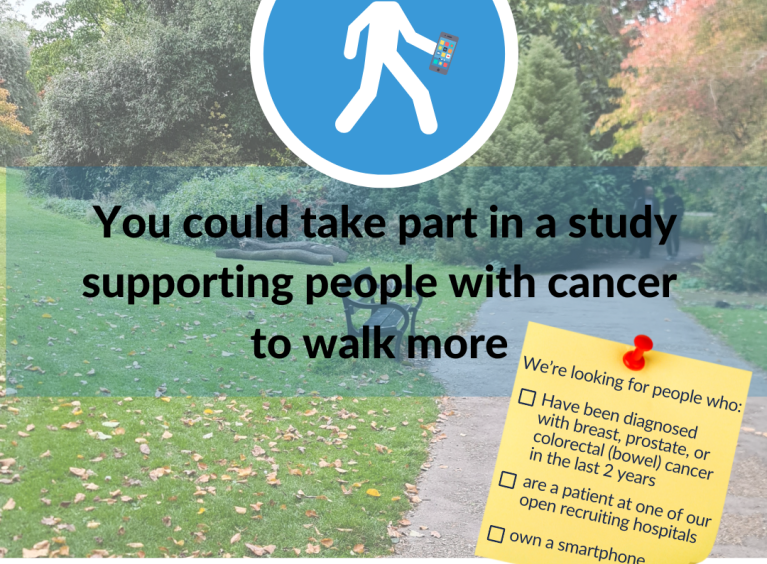 You could take part in a study supporting people with cancer to walk more