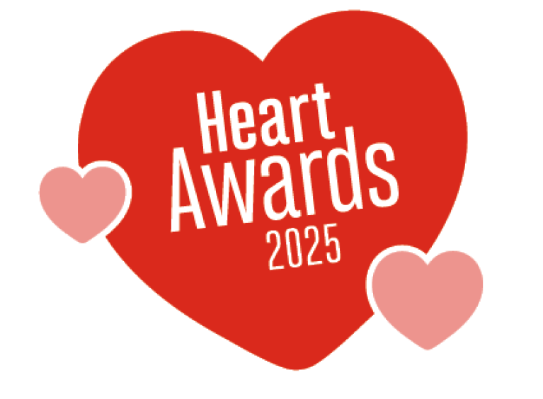 Red heart with heart award 2025 written inside