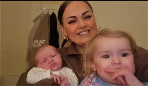 Chelsea Ogilvie with baby Willow and Elsie aged two