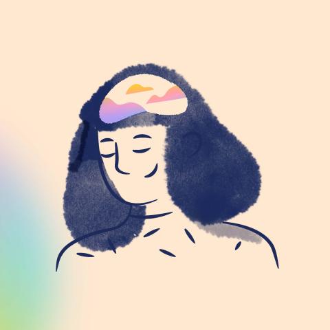 Illustration of a woman thinking