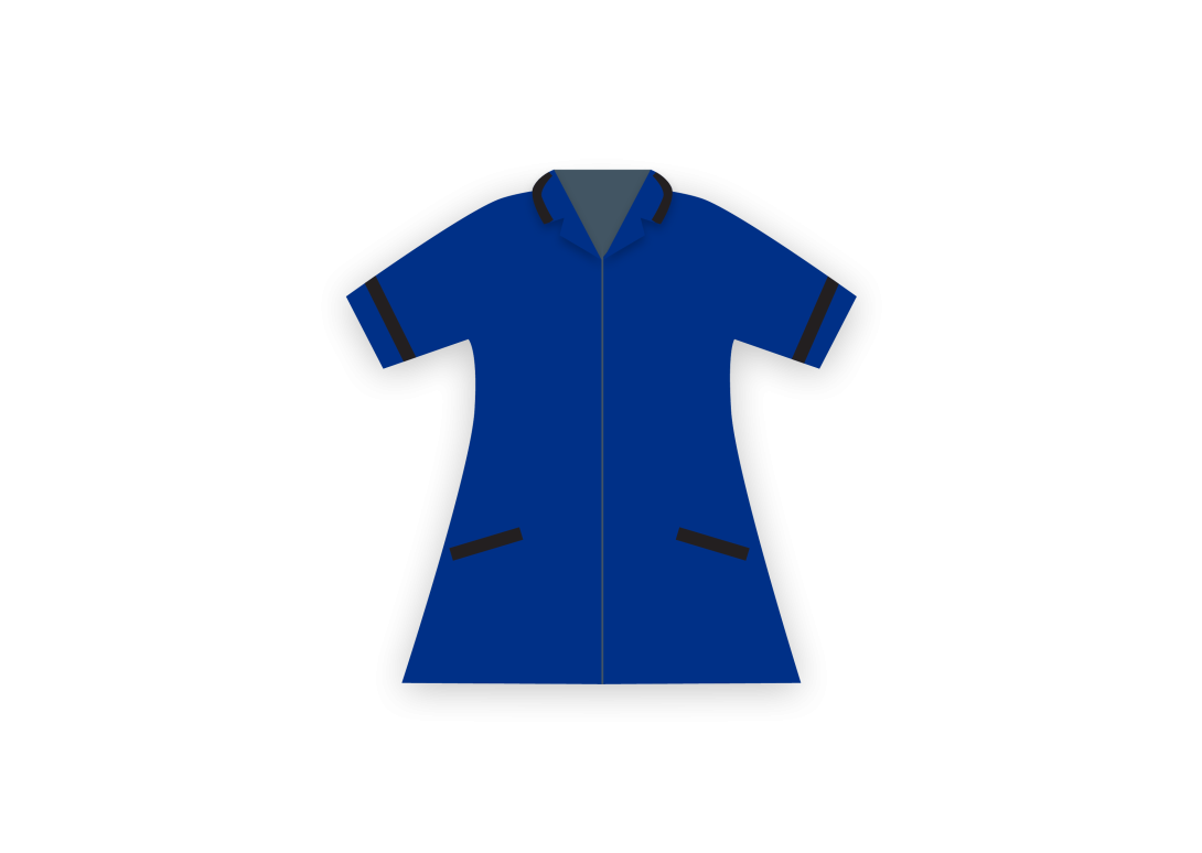 Midwife uniform, blue and black