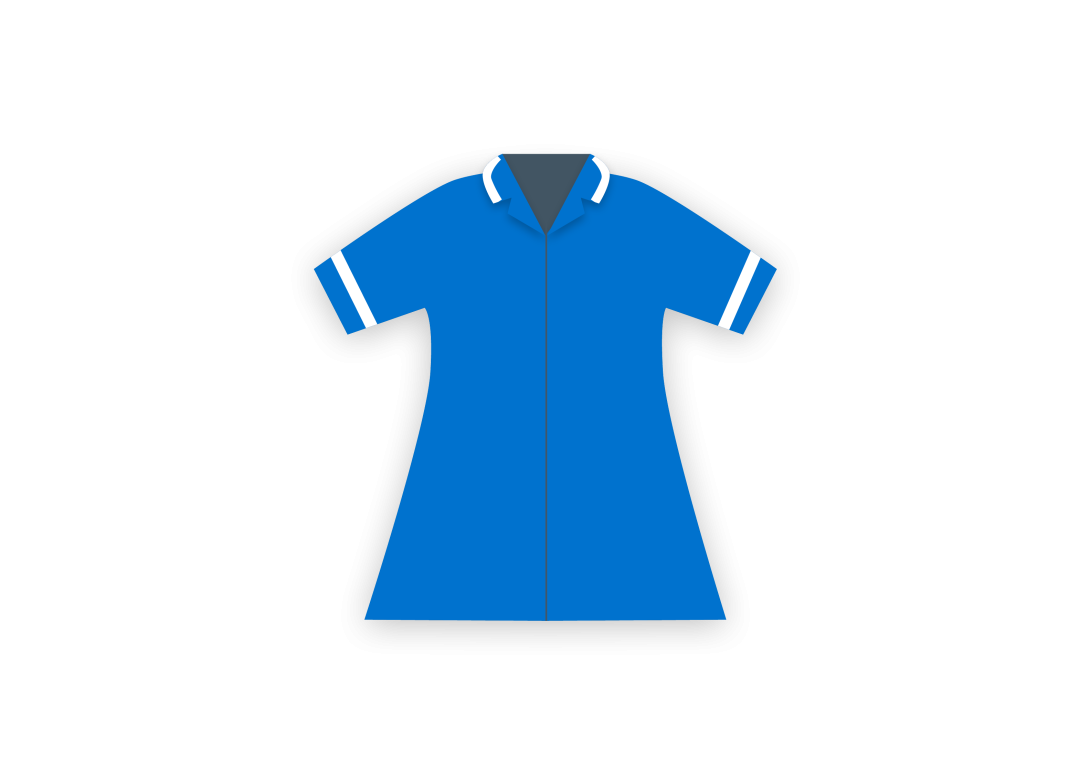 Registered nurse uniform, light blue and white