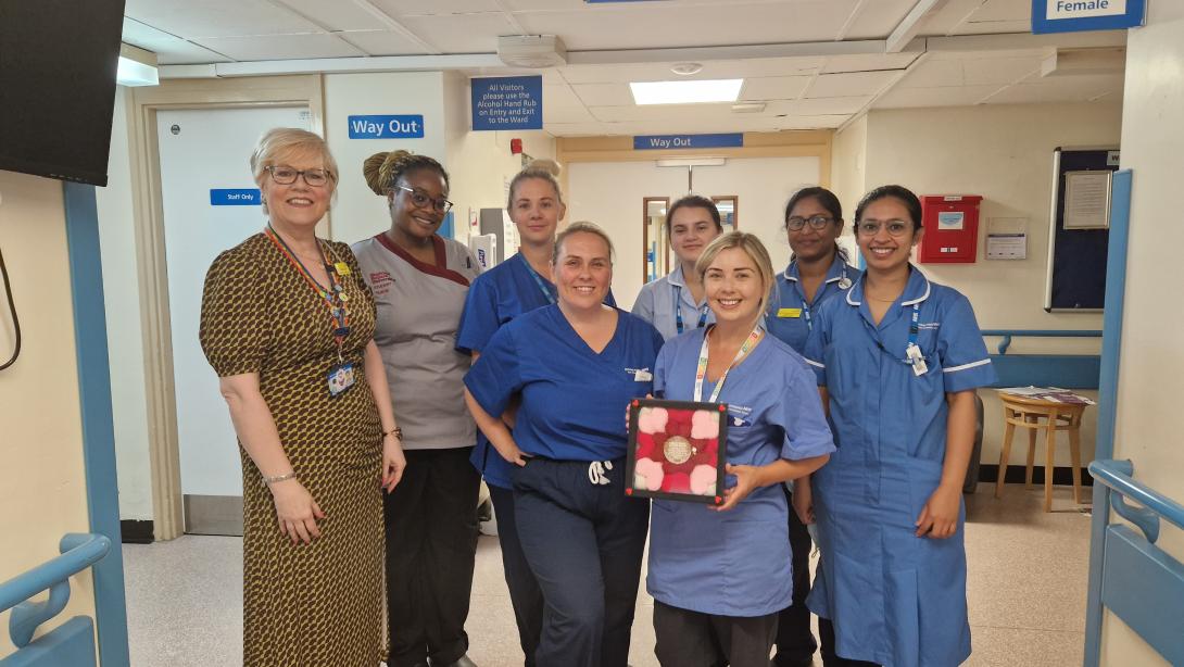 The Respiratory team receive their framed hearts
