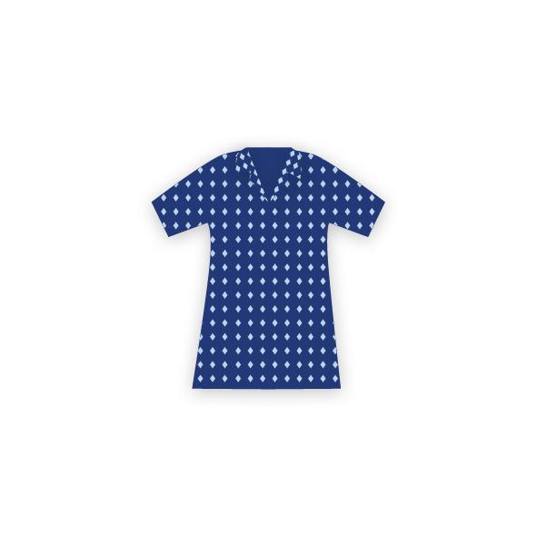 Receptionist uniform, navy blue with white polka dots