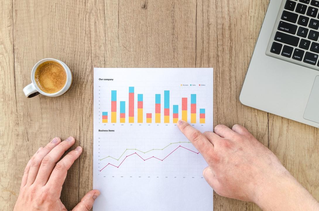 A printed report with a chart and a graph